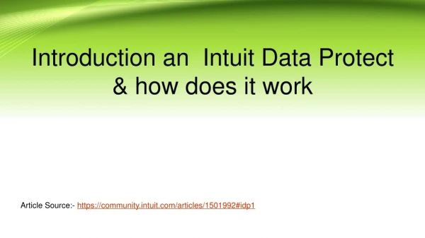 Introduction an Intuit Data Protect & how does it work