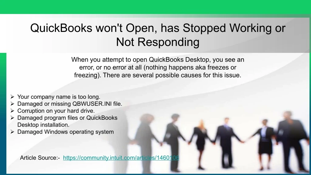 quickbooks won t open has stopped working
