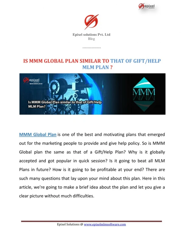 Is MMM Global Plan similar to that of Gift/Help MLM Plan?