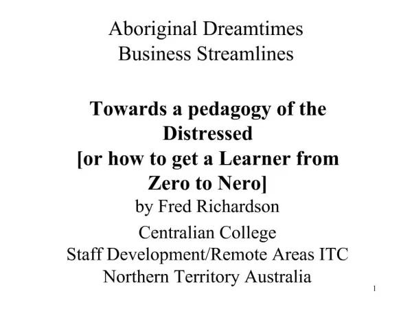 Aboriginal Dreamtimes Business Streamlines