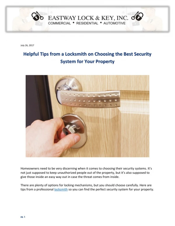 Helpful Tips from a Locksmith on Choosing the Best Security System for Your Property