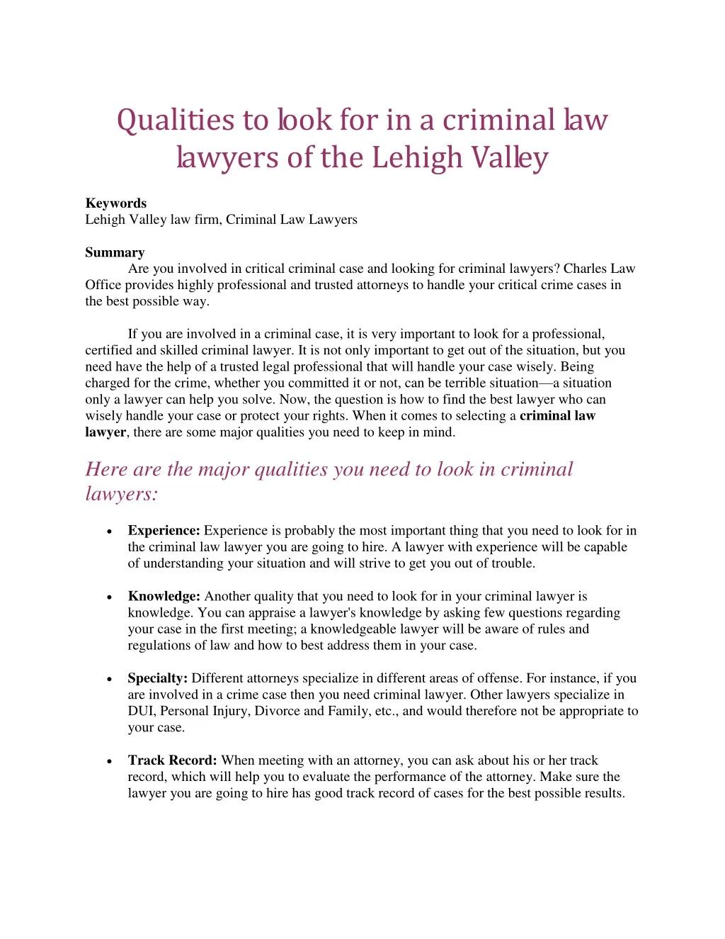qualities to look for in a criminal law lawyers
