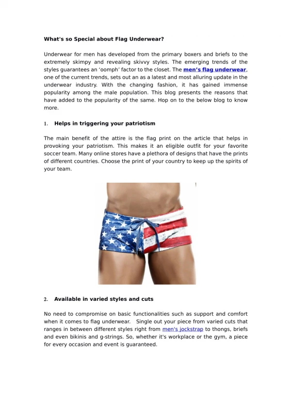 What's so Special about Flag Underwear?
