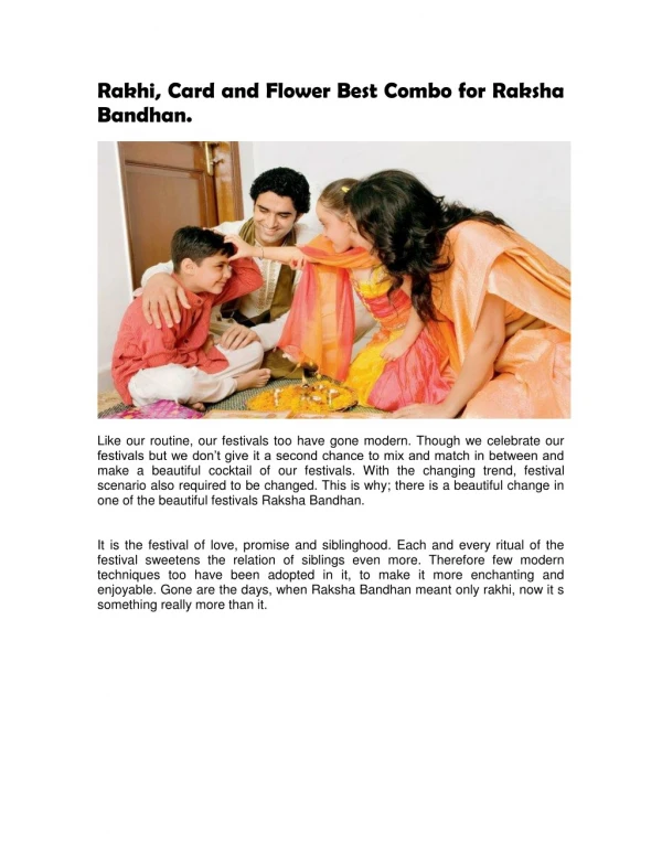 Rakhi, Card and Flower Best Combo for Raksha Bandhan.