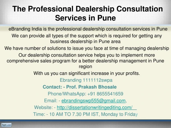 the professional dealership consultation services in pune