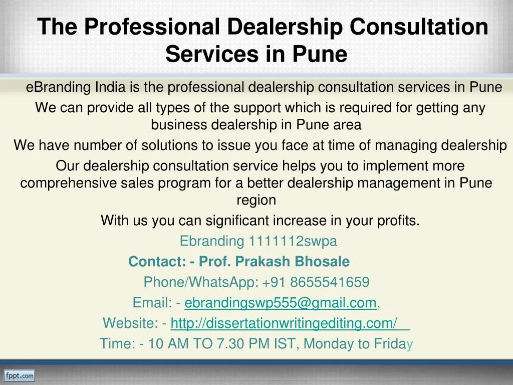 the professional dealership consultation services in pune