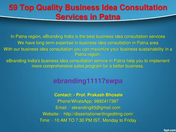 59 top quality business idea consultation services in patna