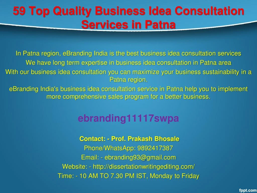 59 top quality business idea consultation services in patna