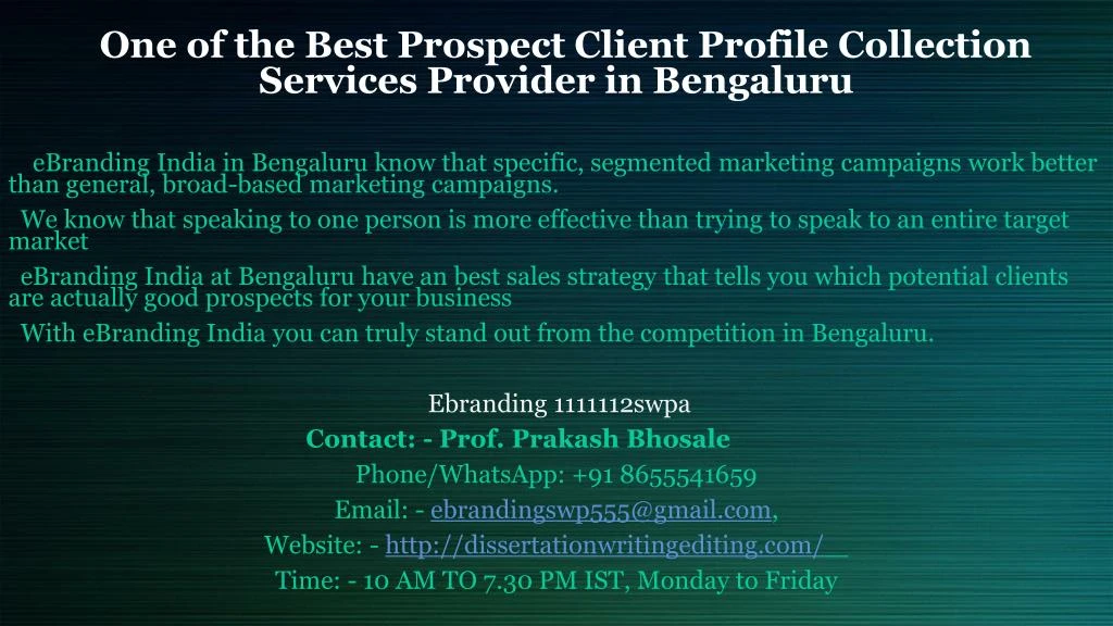 one of the best prospect client profile collection services provider in bengaluru