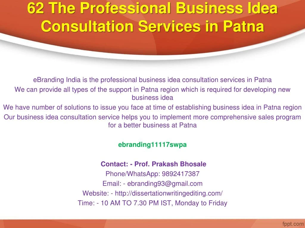 62 the professional business idea consultation services in patna