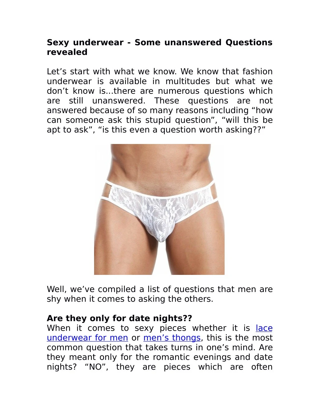sexy underwear some unanswered questions revealed
