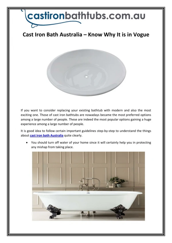 Cast Iron Bath Australia – Know Why It is in Vogue