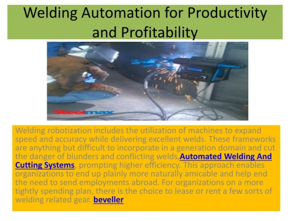 Welding Automation for Productivity and Profitability