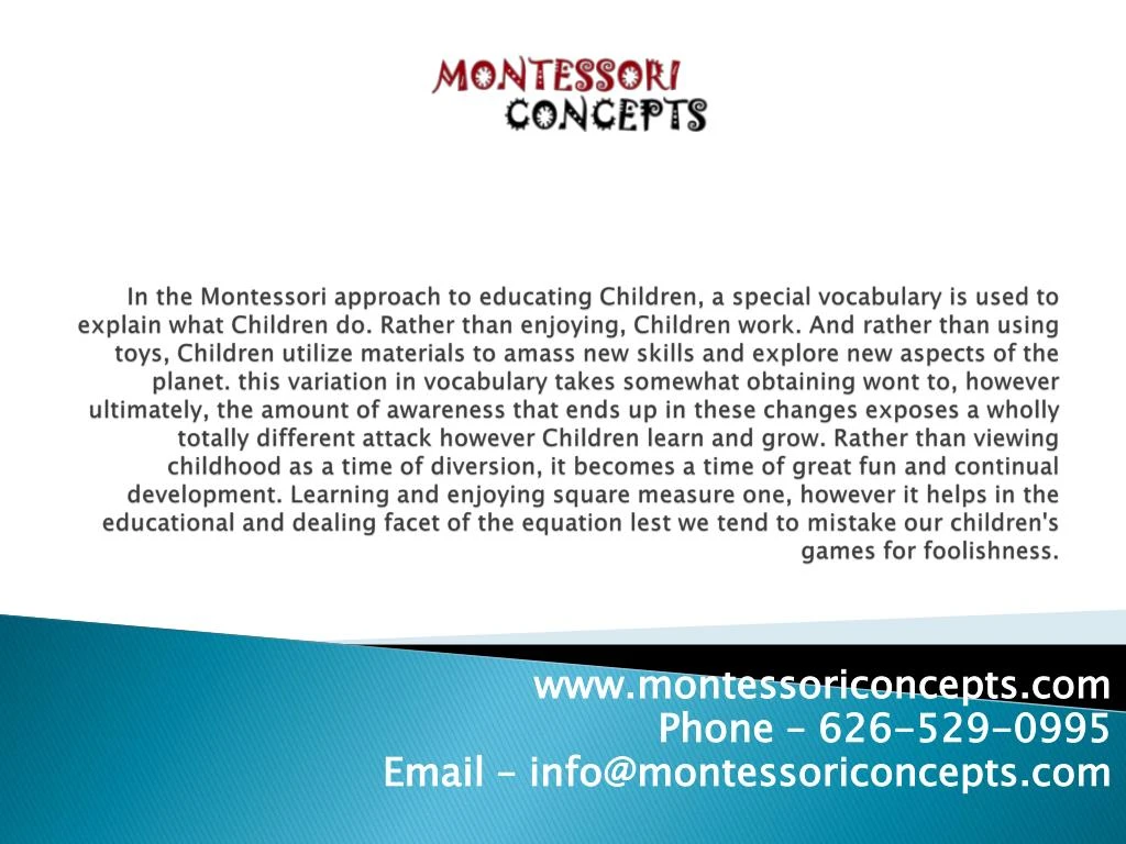 www montessoriconcepts com phone 626 529 0995 email info@montessoriconcepts com