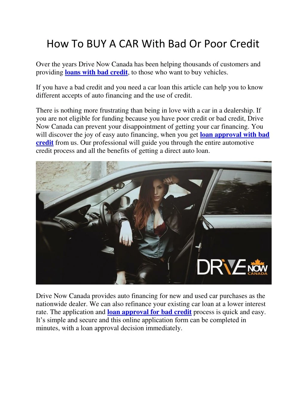 how to buy a car with bad or poor credit