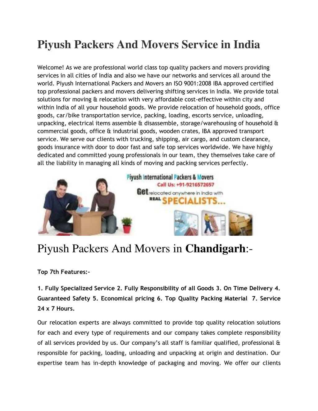 piyush packers and movers service in india