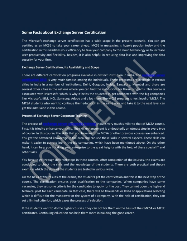 exchange server certification 2013