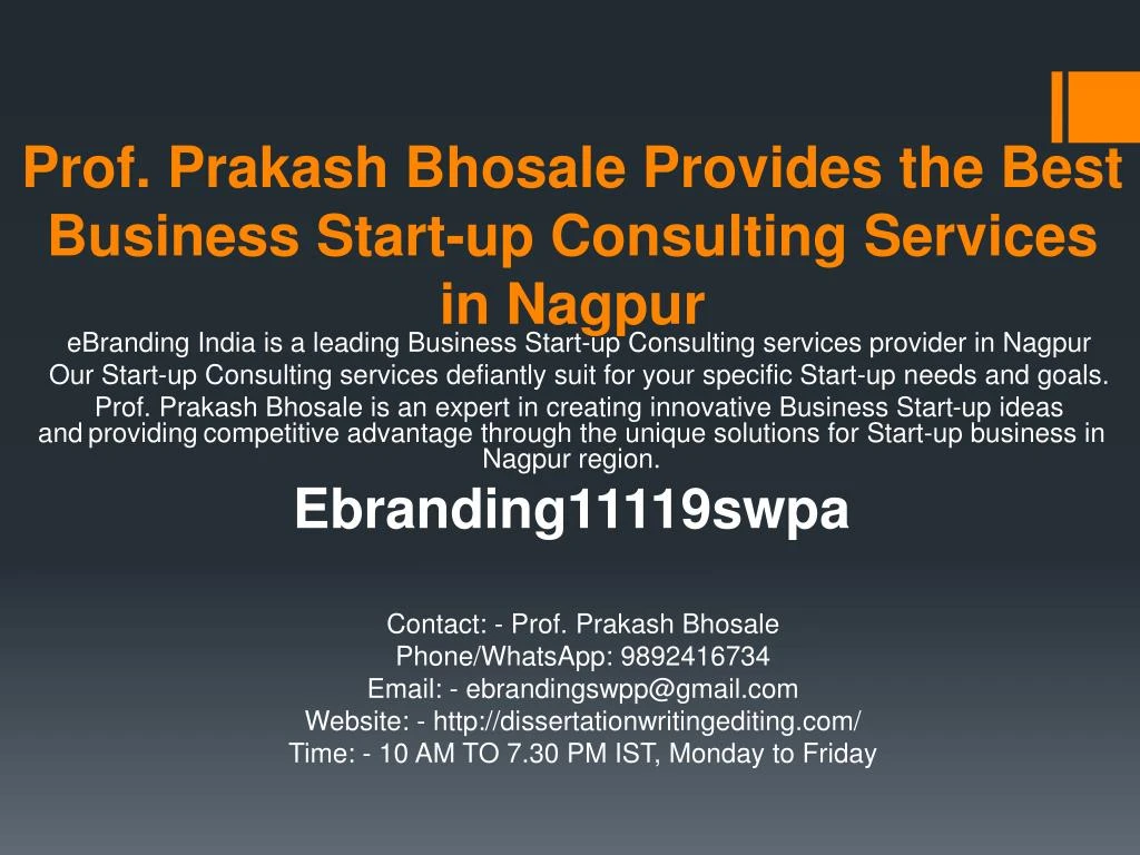 prof prakash bhosale provides the best business start up consulting services in nagpur