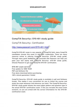 CompTIA Security SY0-401 study guide - slide 1