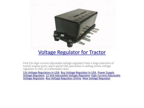 Voltage Regulator for Tractor