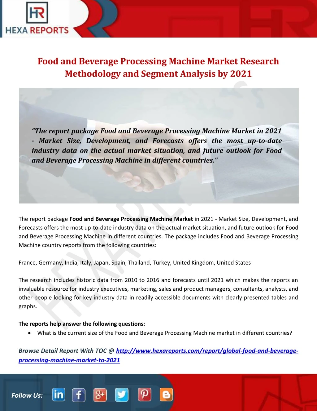 food and beverage processing machine market