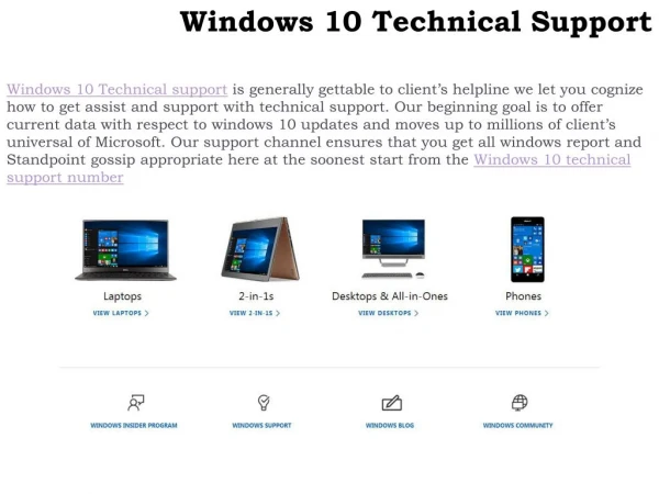 Windows 10 customer technical support phone number