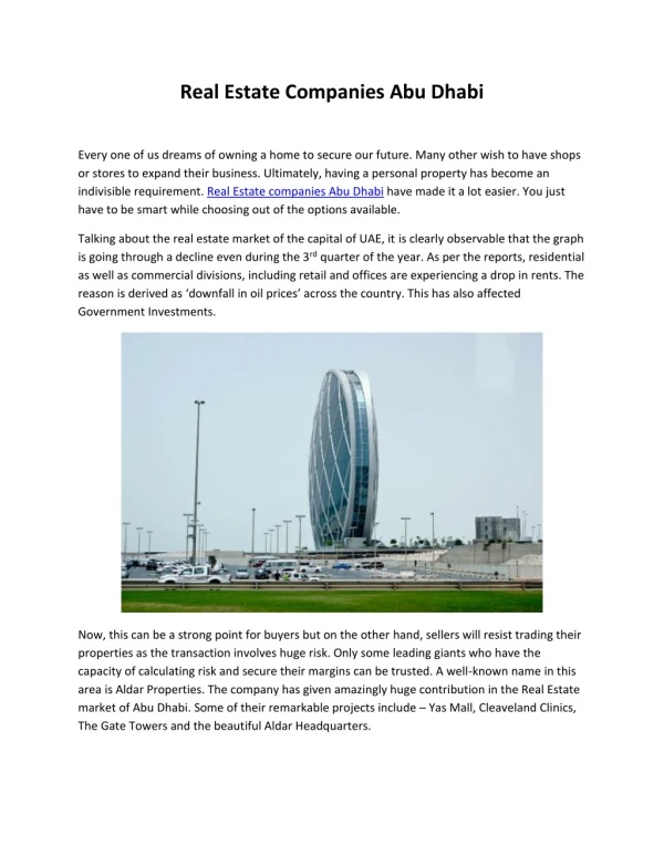Real Estate Companies Abu Dhabi