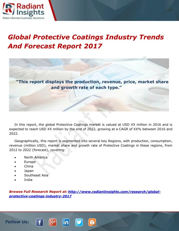 Global Protective Coatings Industry Trends And Forecast Report 2017