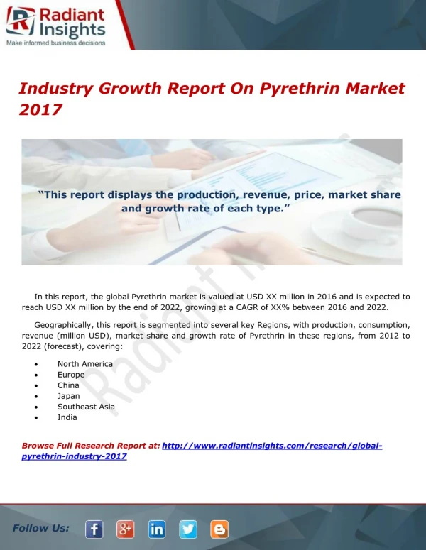 Industry Growth Report On Pyrethrin Market 2017