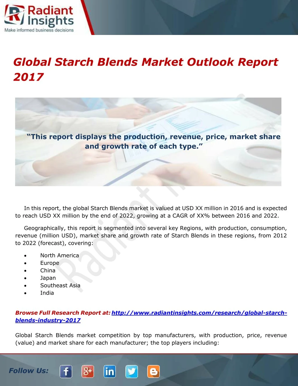 global starch blends market outlook report 2017