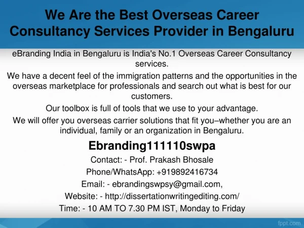 We Are the Best Overseas Career Consultancy Services Provider in Bengaluru