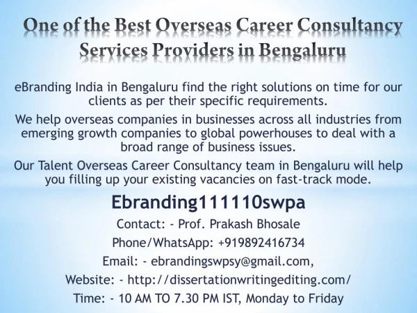 One of the Best Overseas Career Consultancy Services Providers in Bengaluru