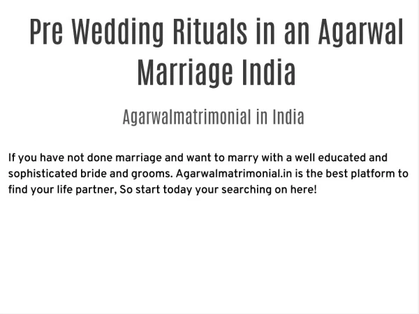 Pre Wedding Rituals in an Agarwal Marriage India