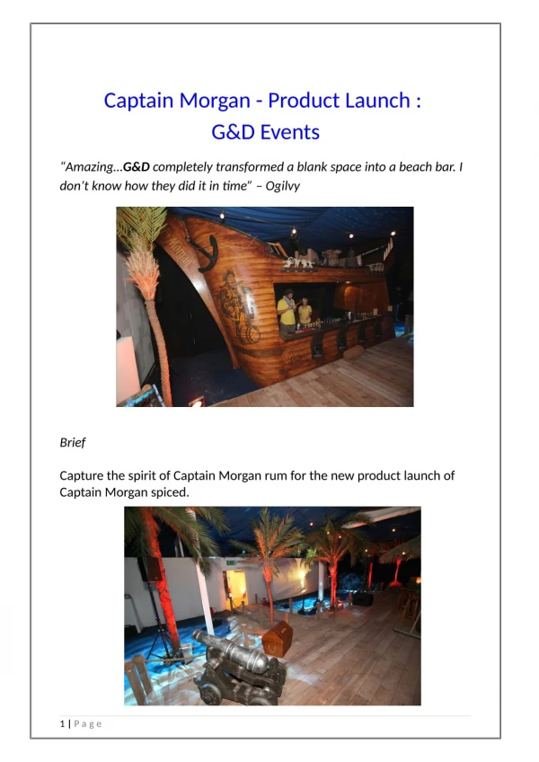 Captain Morgan - Product Launch : G&D Events