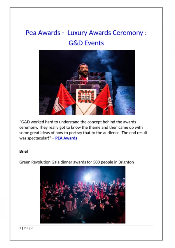 Pea Awards - Luxury Awards Ceremony : G&D Events