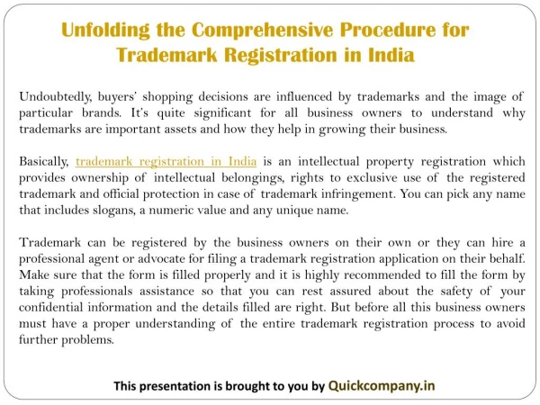 Unfolding the Comprehensive Procedure for Trademark Registration in India