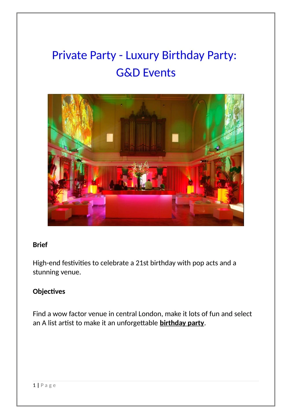 private party luxury birthday party g d events