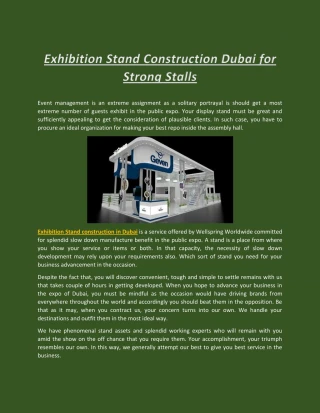 Exhibition Stand Construction Dubai for Strong Stalls
