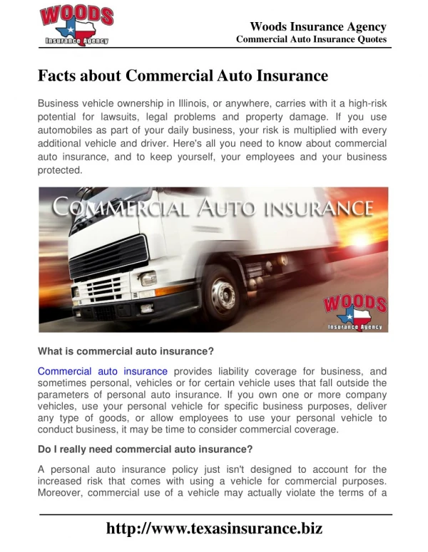Facts about Commercial Auto Insurance