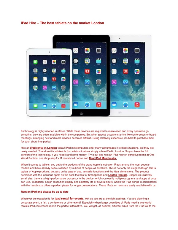 iPad Hire – The best tablets on the market London