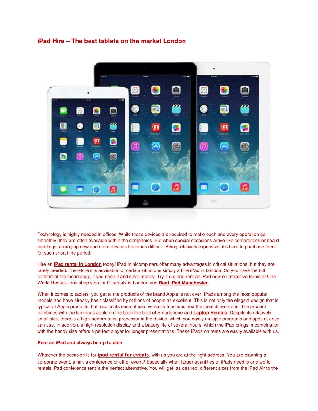 ipad hire the best tablets on the market london