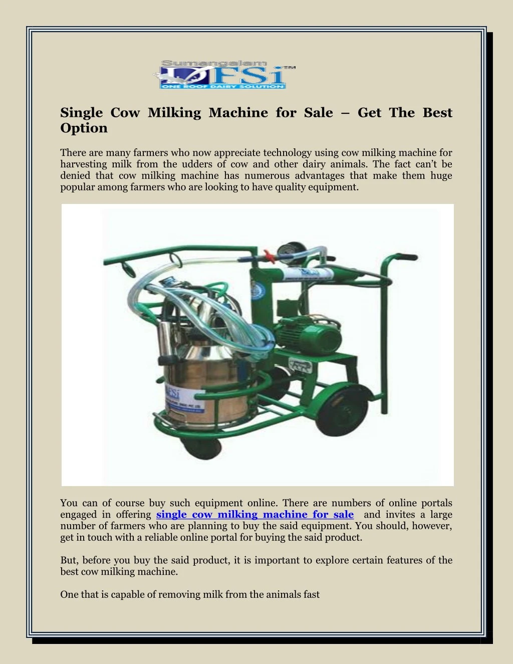 single cow milking machine for sale get the best