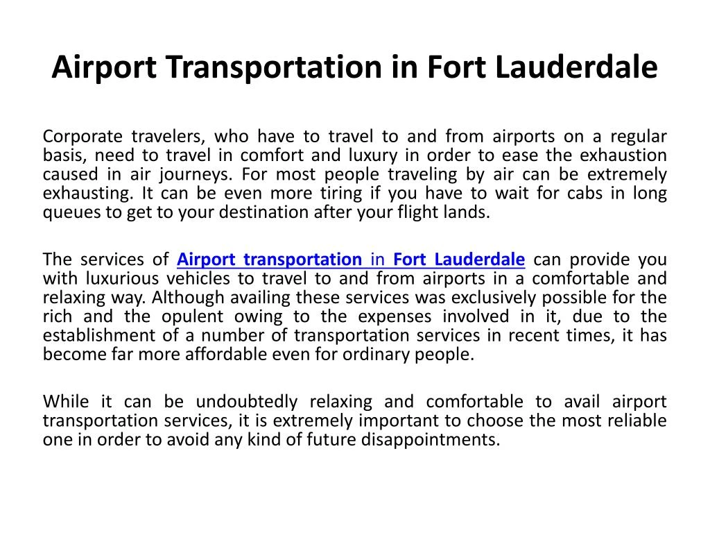 airport transportation in fort lauderdale