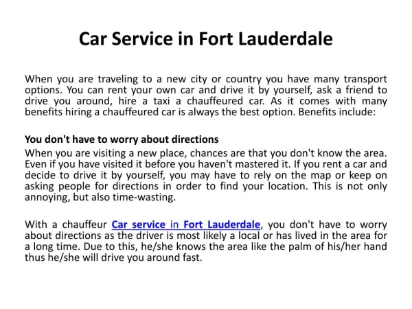Car service in Fort Lauderdale