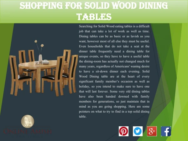 Shopping for Solid Wood Dining Tables