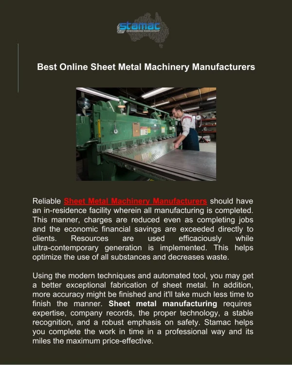 Best Online Sheet Metal Machinery Manufacturers