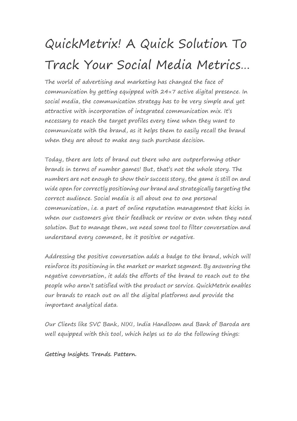 quickmetrix a quick solution to track your social