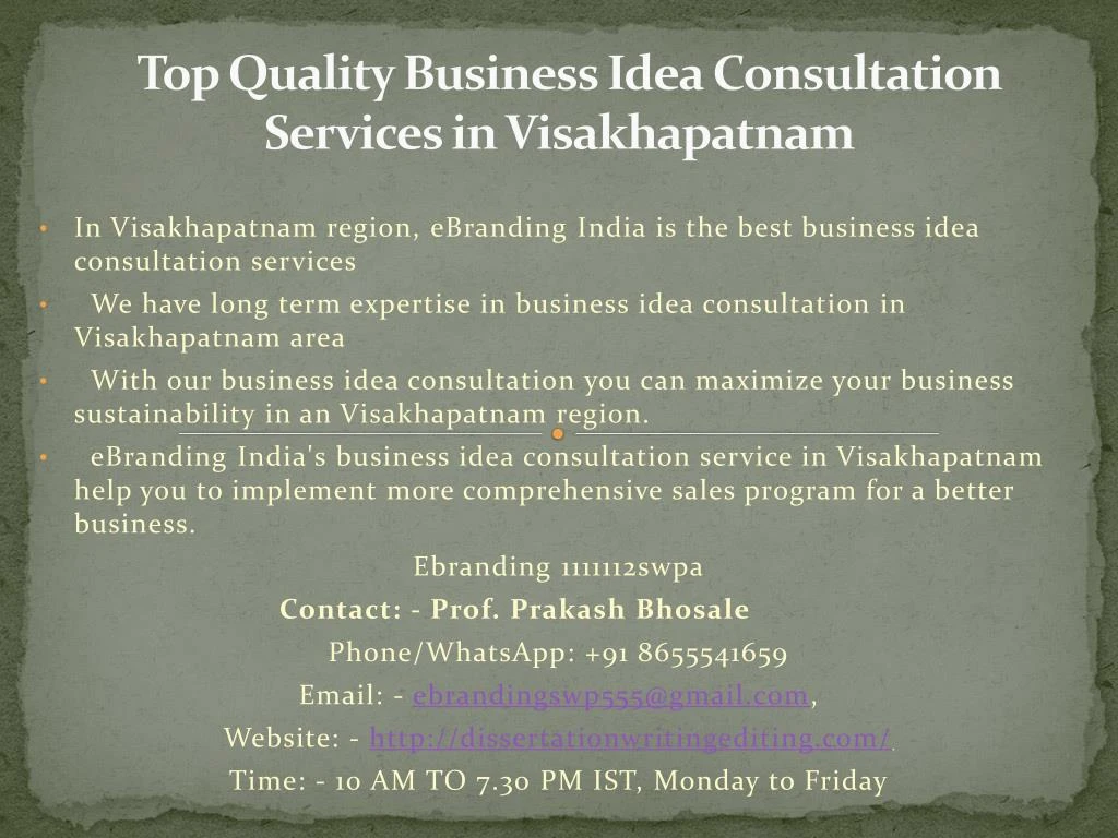 top quality business idea consultation services in visakhapatnam