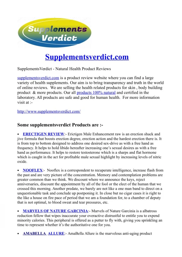 SupplementsVerdict - Natural Health Product Reviews