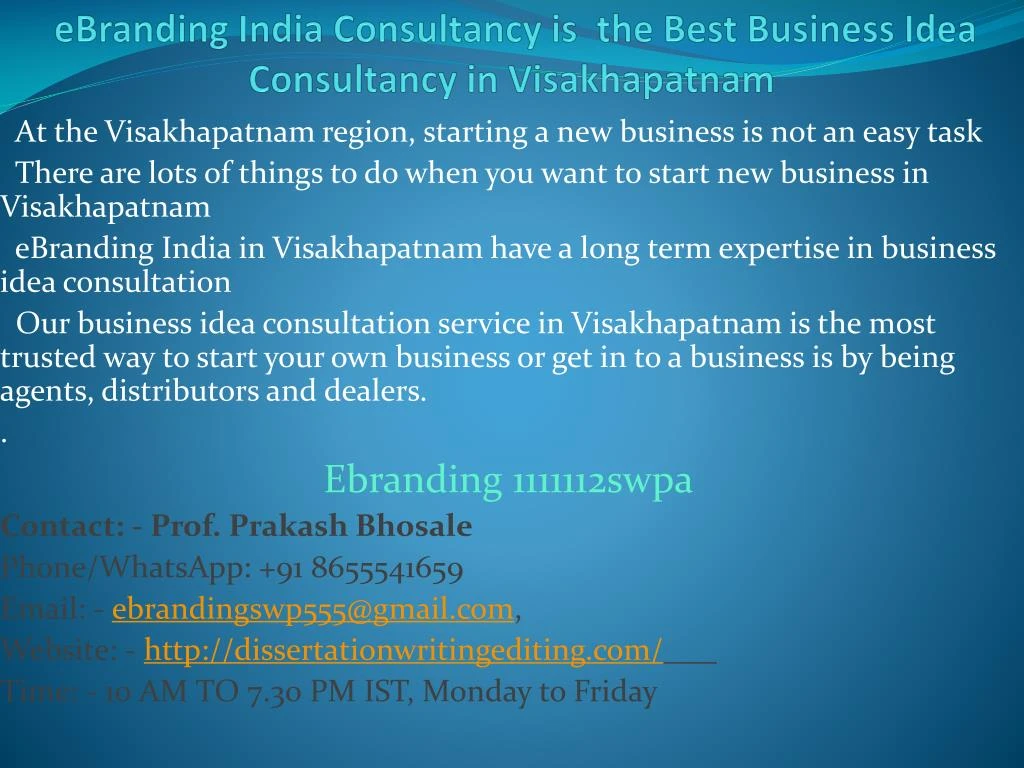 ebranding india consultancy is the best business idea consultancy in visakhapatnam